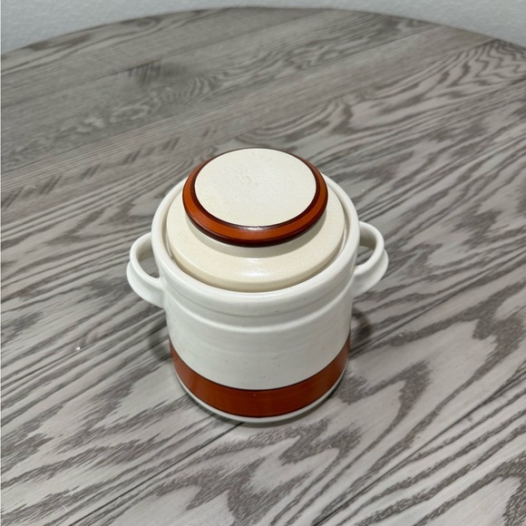 Vintage MCM California Pottery Canister/Cookie Jar/Orange & Brown Retro Jar - Picture 2 of 7